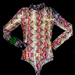 Womens multicolor pattern bodysuit